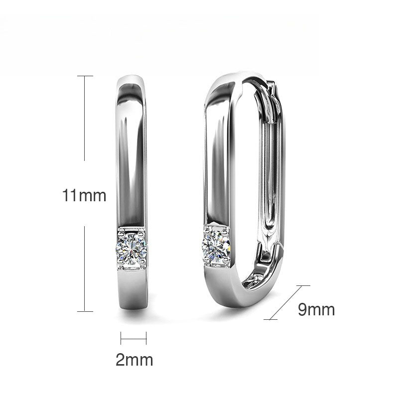 Sterling Silver Moissanite Rectangular Huggie Earrings