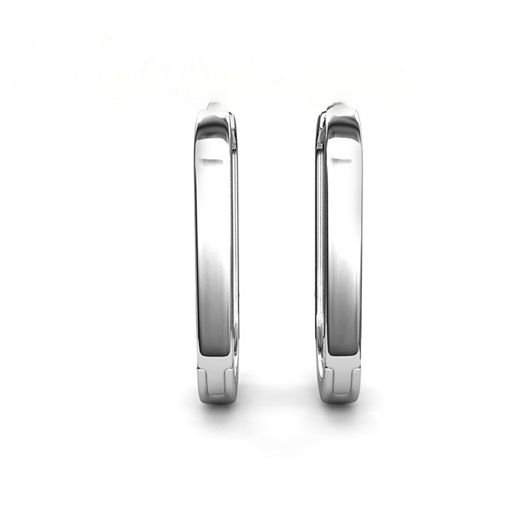 Sterling Silver Moissanite Rectangular Huggie Earrings