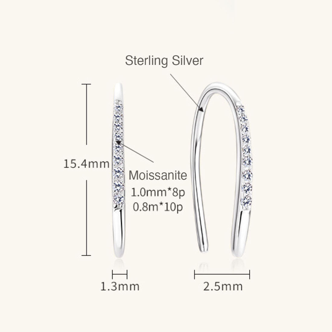 Sterling Silver Moissanite Threader Earrings