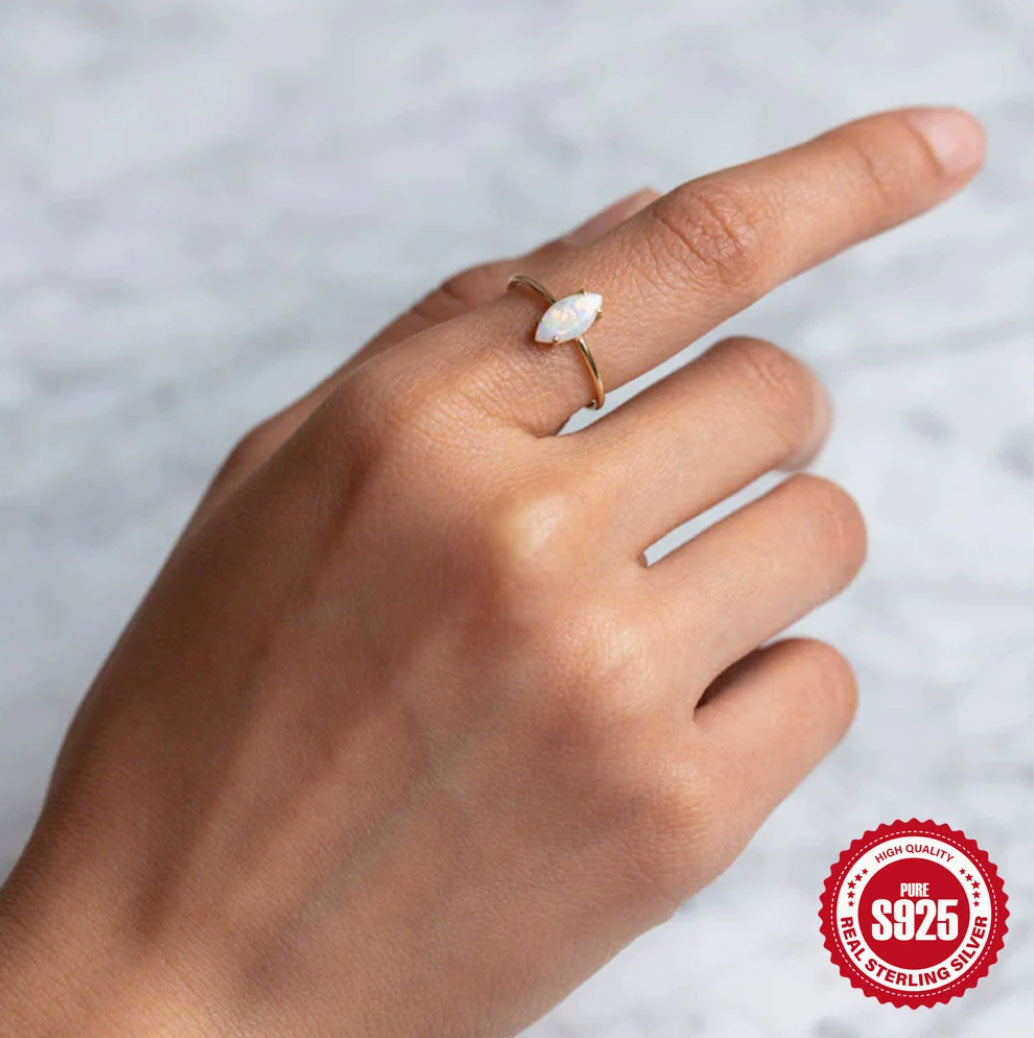 Sterling Silver Opal Marquise Ring