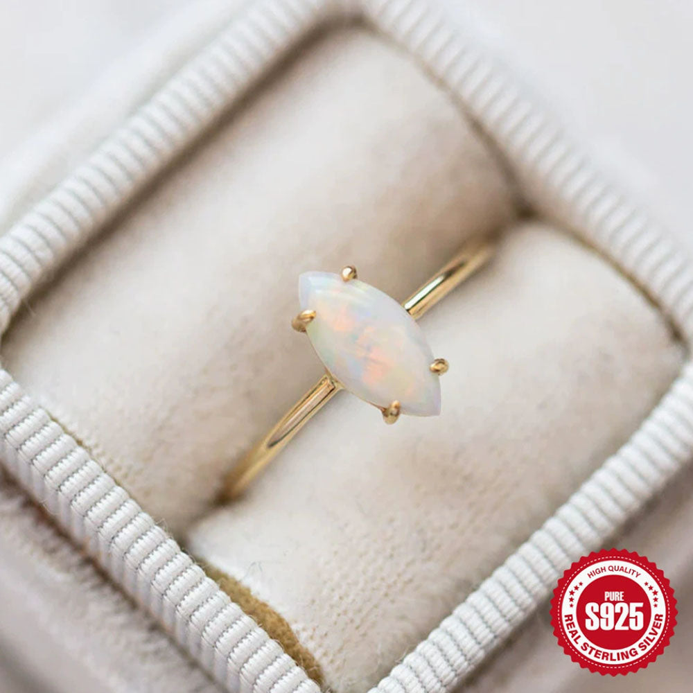 Sterling Silver Opal Marquise Ring