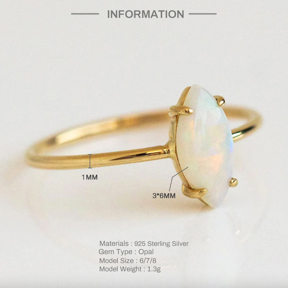 Sterling Silver Opal Marquise Ring