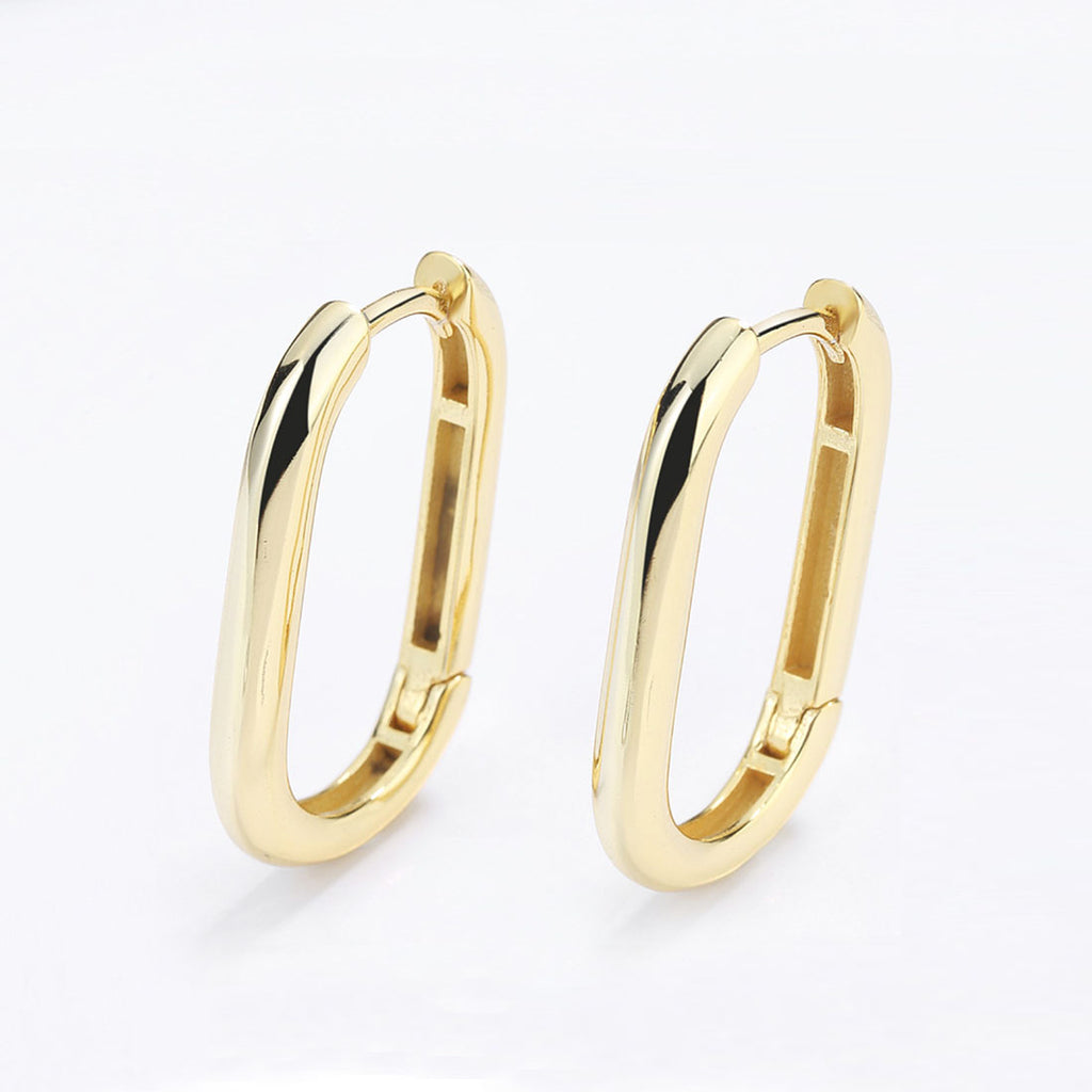 Sterling Silver Oval Huggie Hoop Earrings