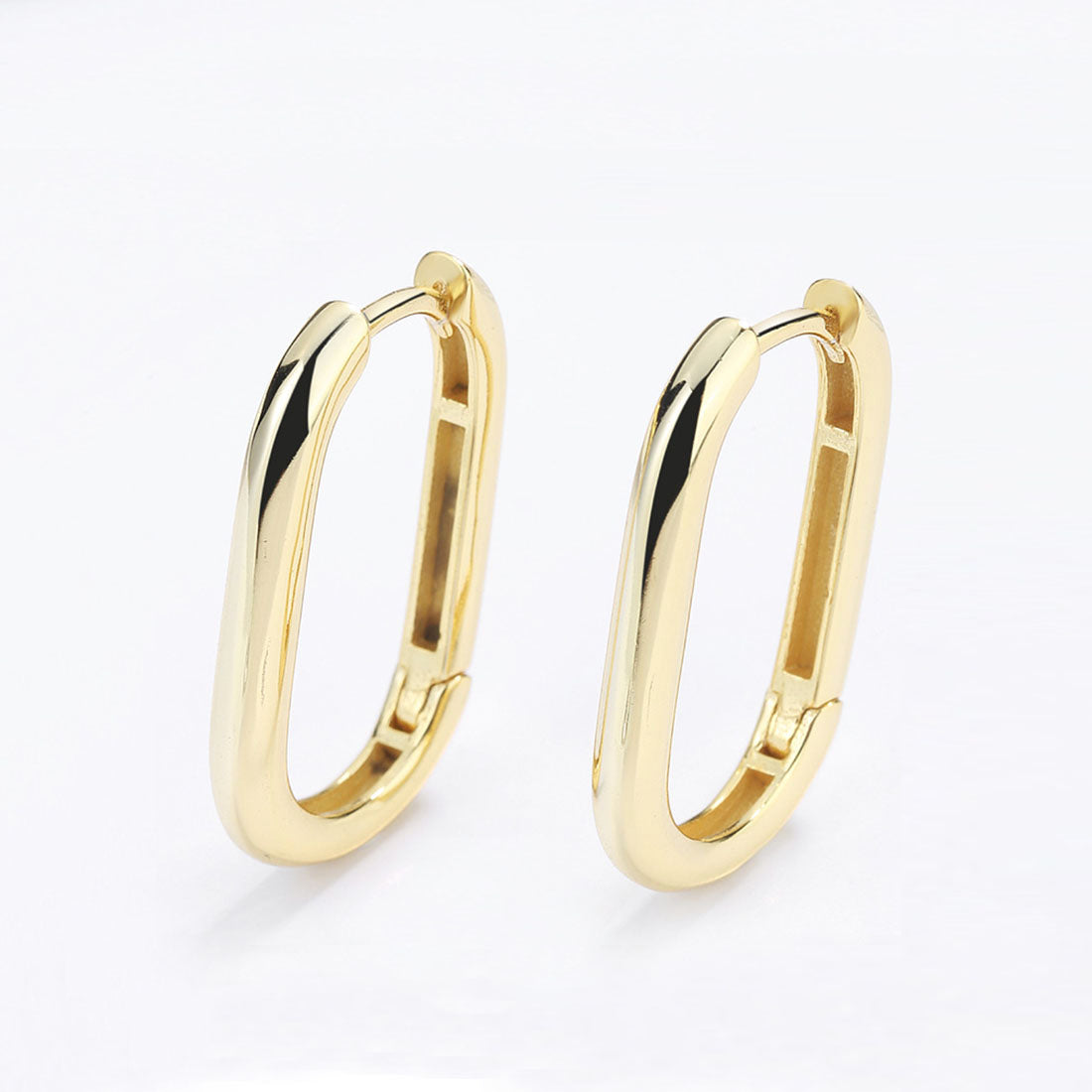 Sterling Silver Oval Huggie Hoop Earrings