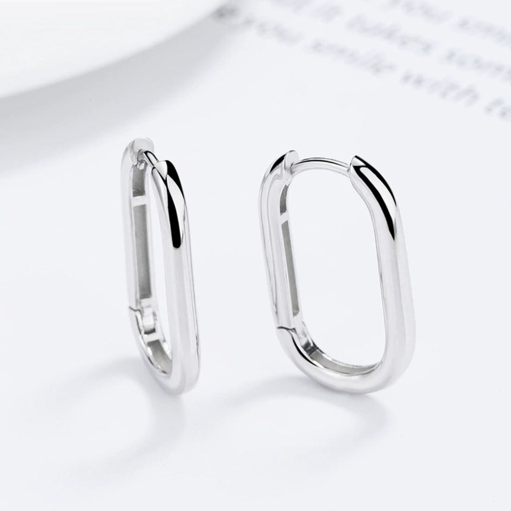 Sterling Silver Oval Huggie Hoop Earrings