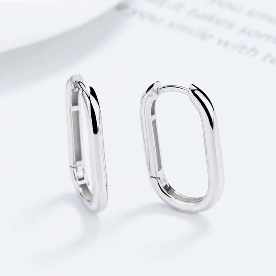 Sterling Silver Oval Huggie Hoop Earrings