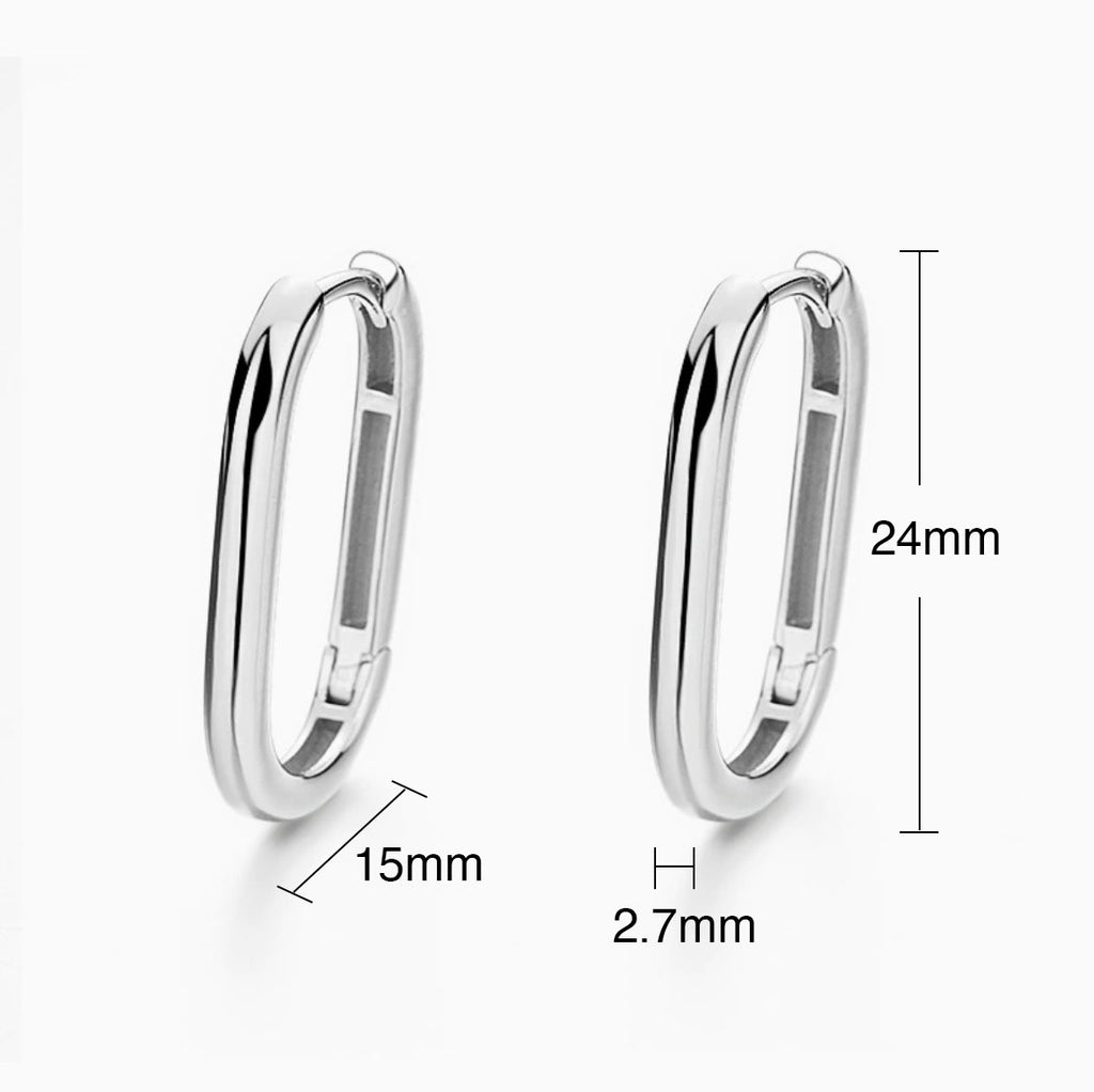 Sterling Silver Oval Huggie Hoop Earrings
