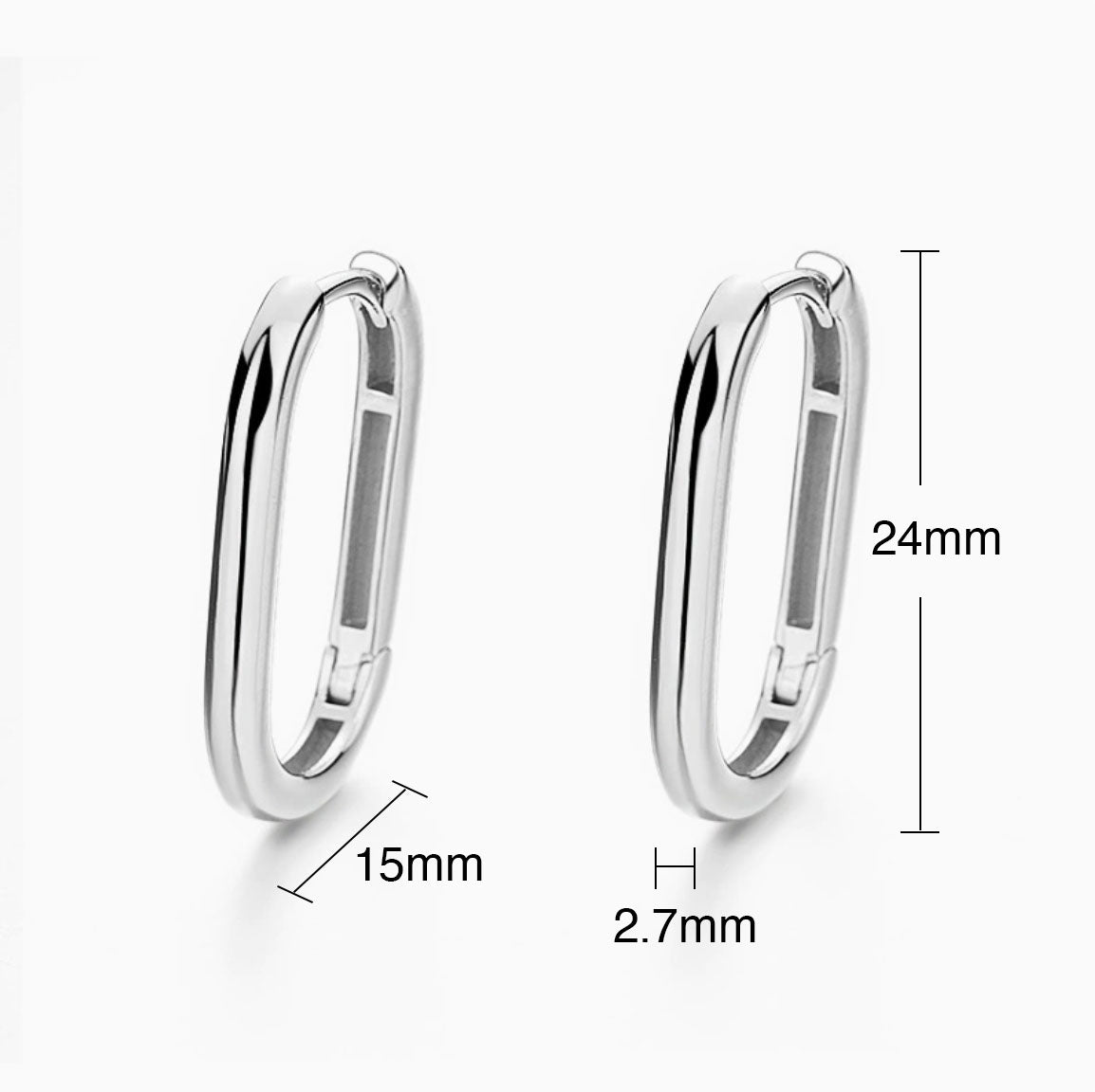 Sterling Silver Oval Huggie Hoop Earrings