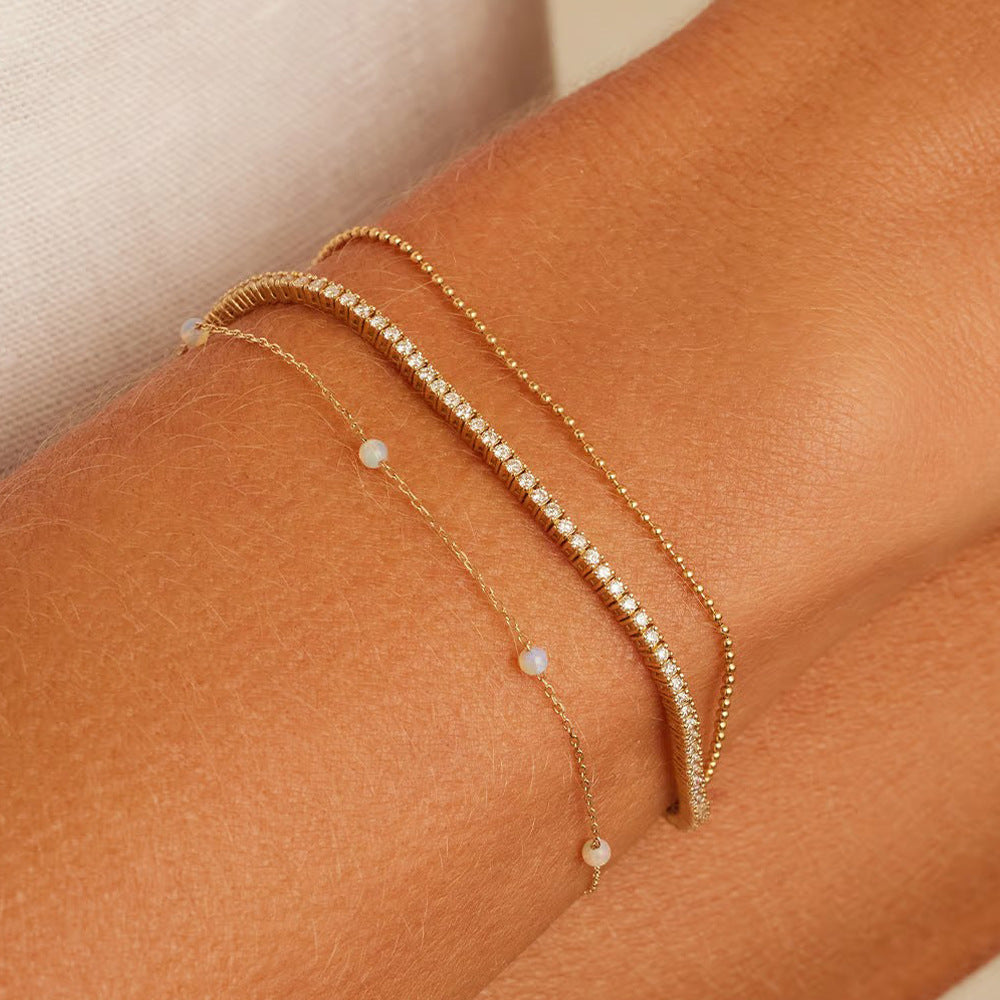 Sterling Silver Slim Bead Chain Bracelet