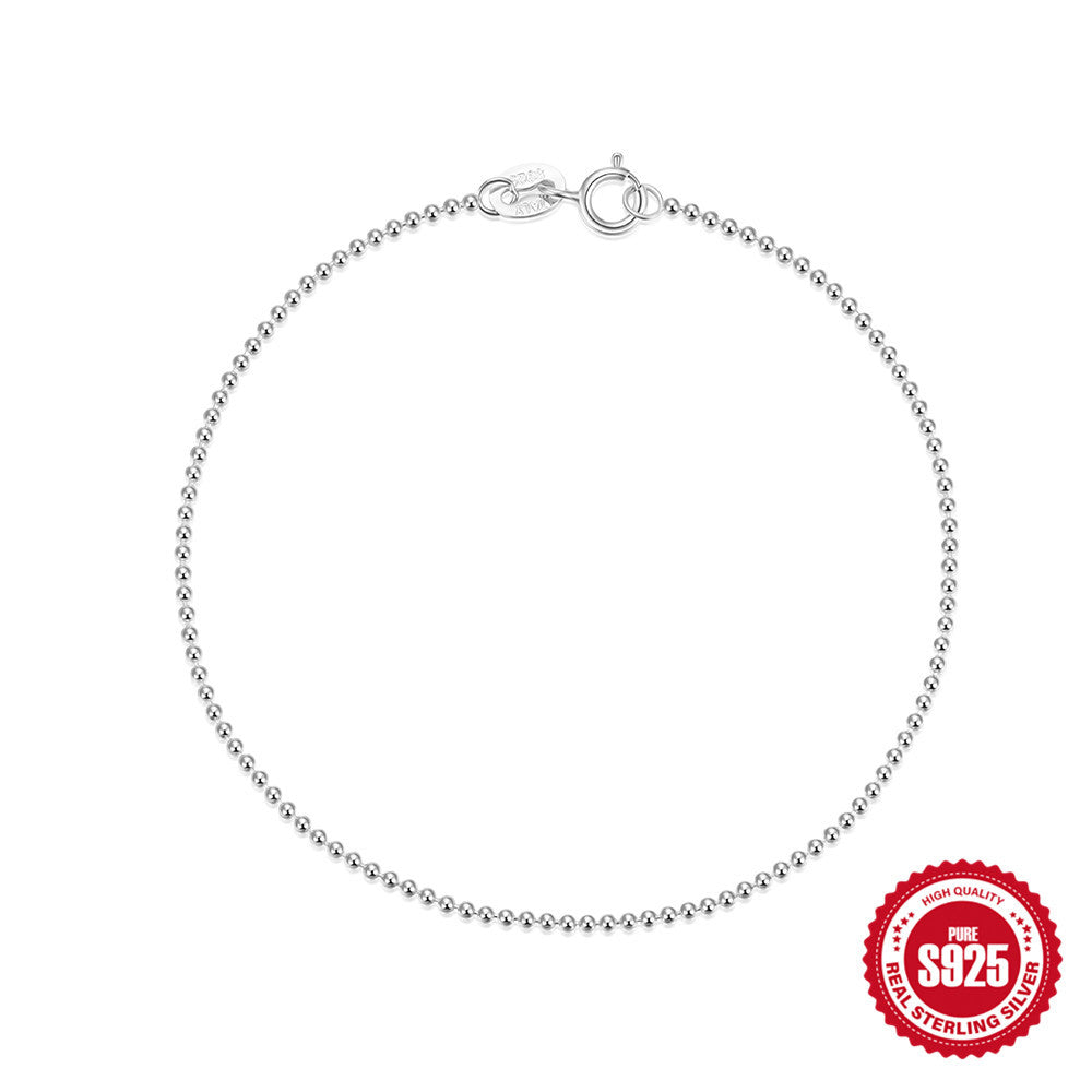 Sterling Silver Slim Bead Chain Bracelet