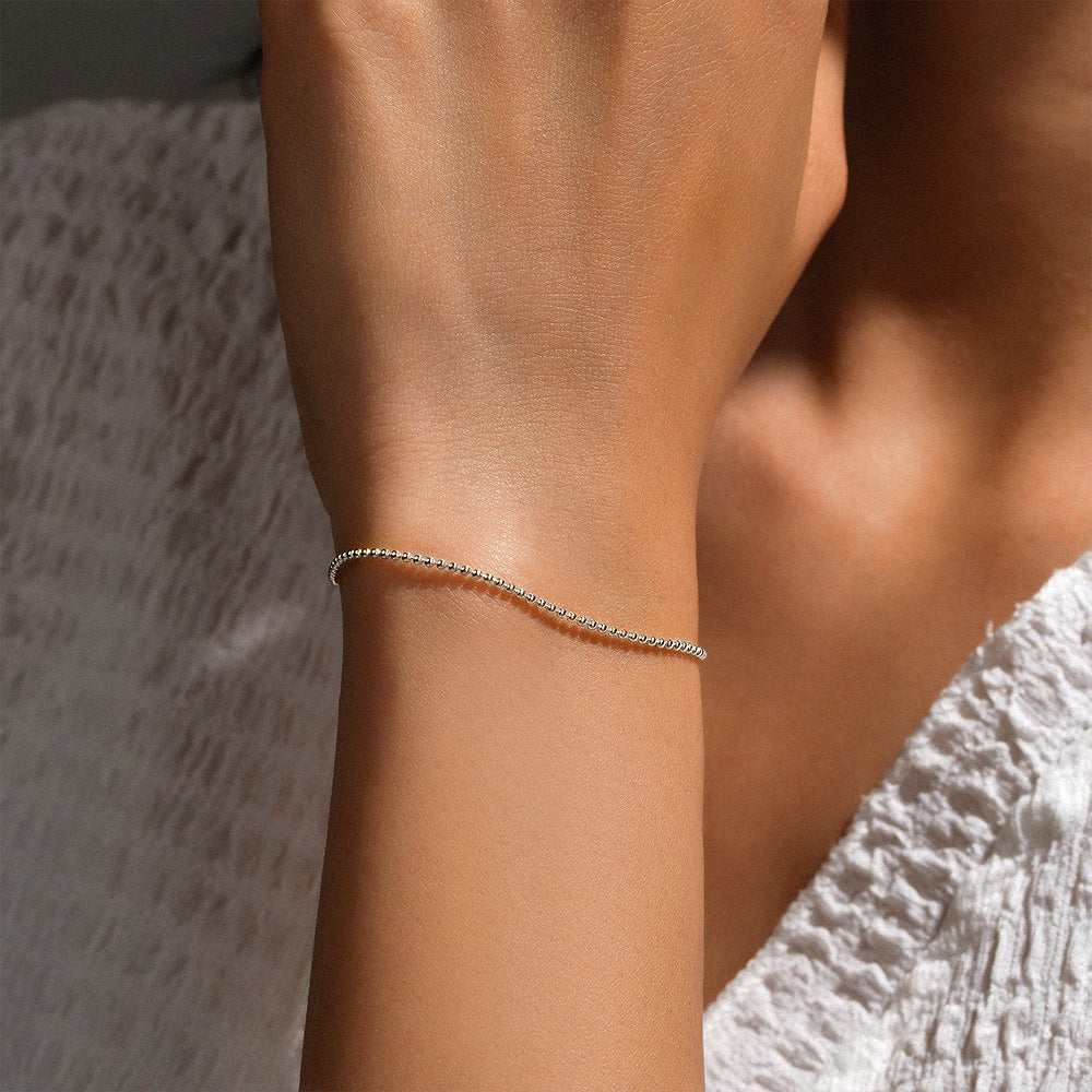 Sterling Silver Slim Bead Chain Bracelet