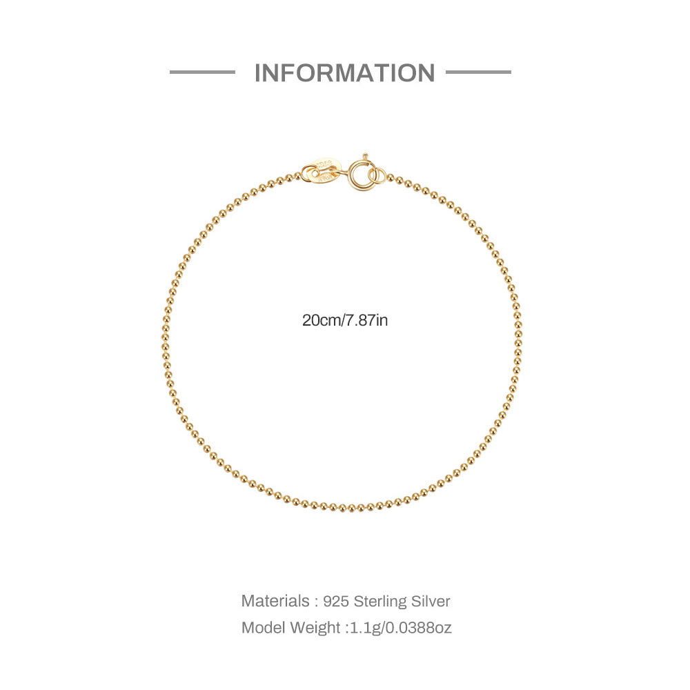 Sterling Silver Slim Bead Chain Bracelet