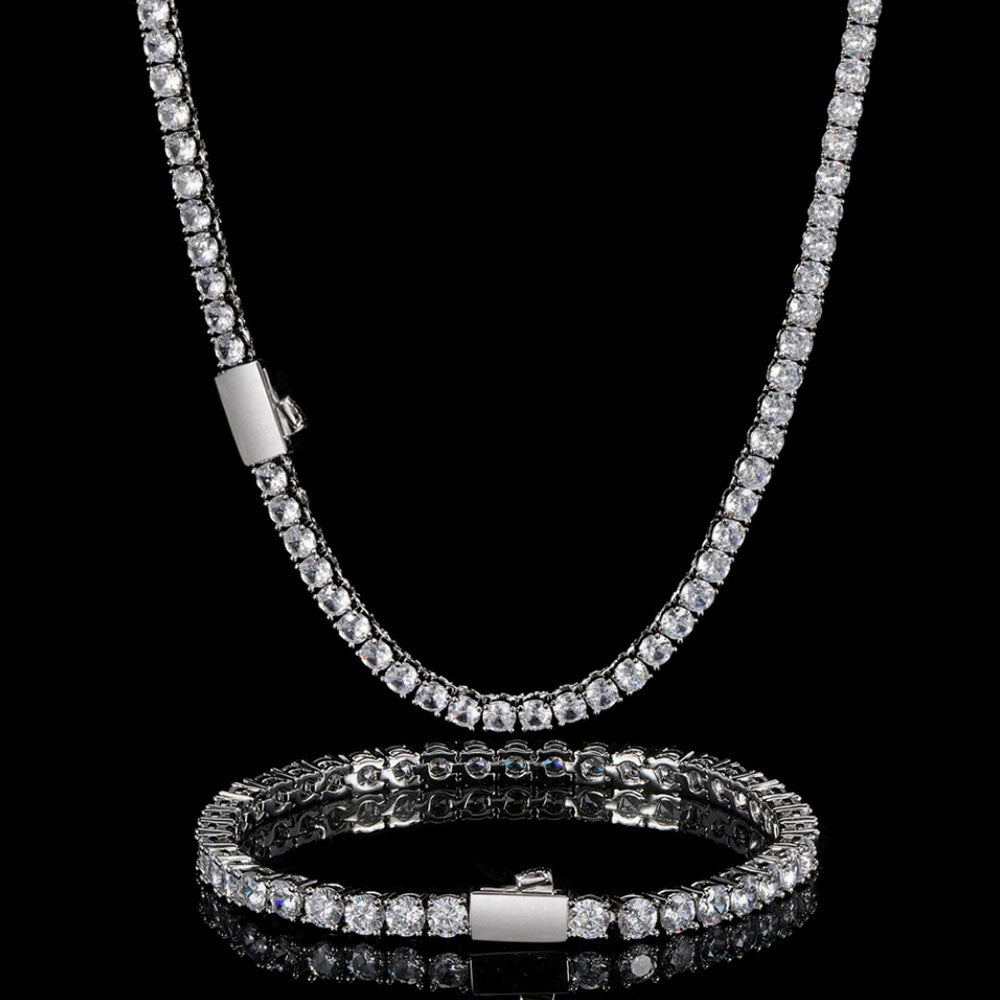 Iced Out Tennis Chain Necklace – Round Cut CZ 3mm-5mm