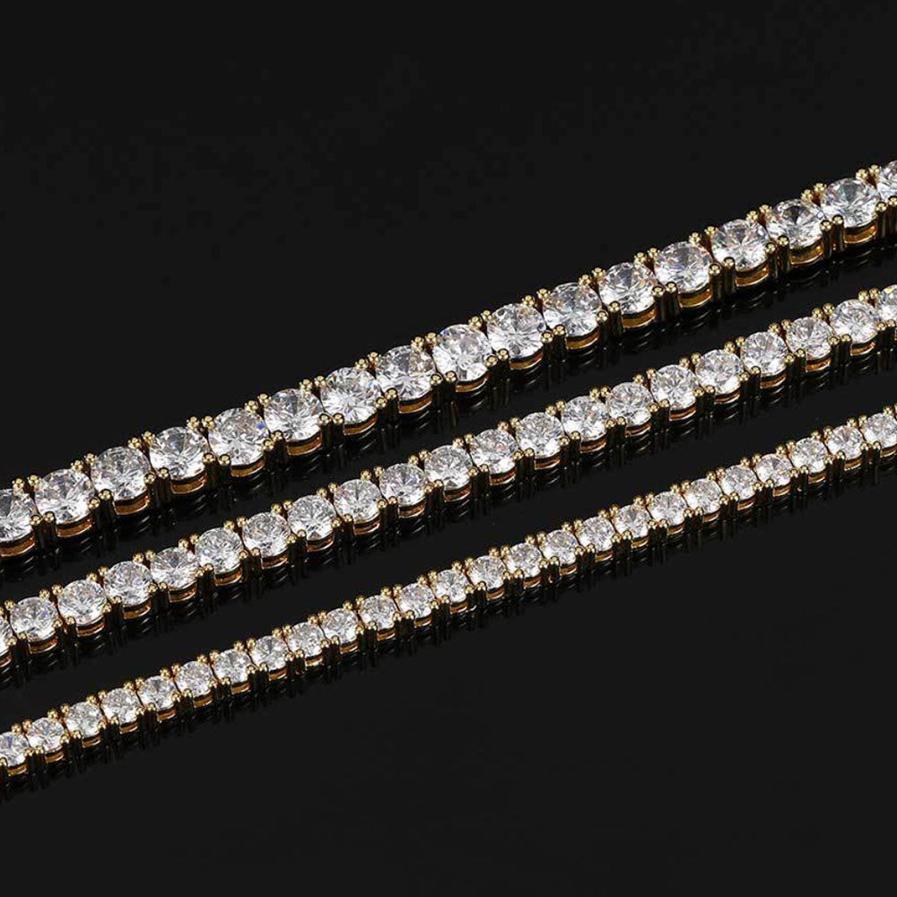 Iced Out Tennis Chain Necklace – Round Cut CZ 3mm-5mm