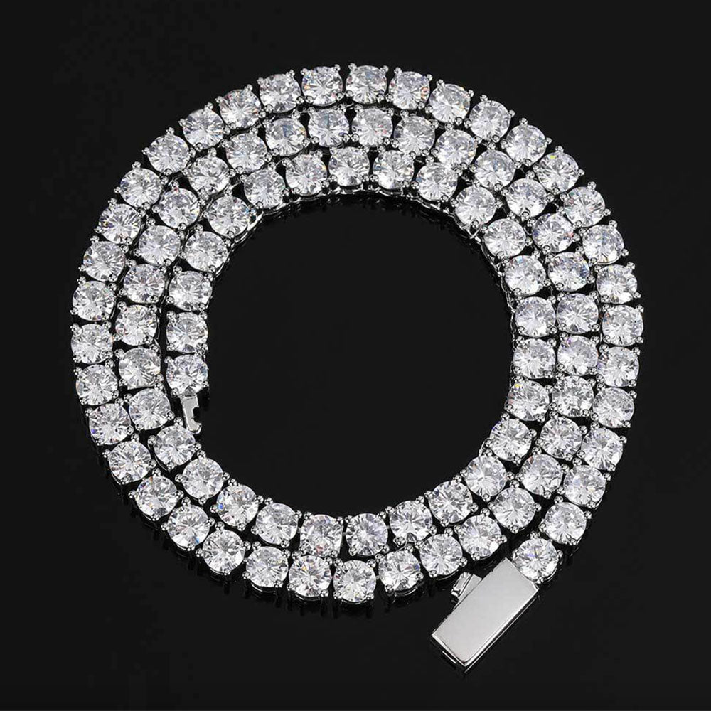 Iced Out Tennis Chain Necklace – Round Cut CZ 3mm-5mm