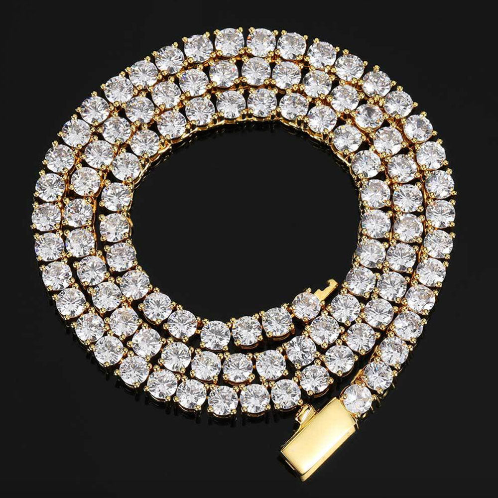 Iced Out Tennis Chain Necklace – Round Cut CZ 3mm-5mm