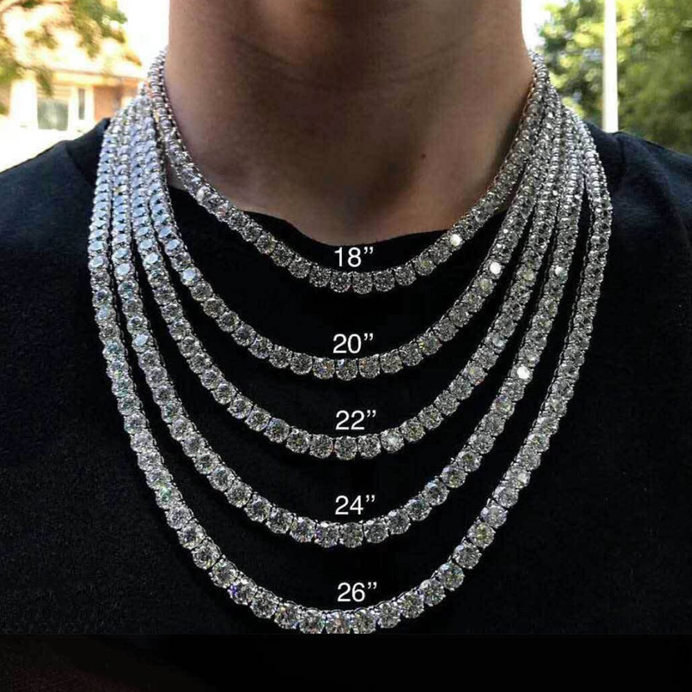 Iced Out Tennis Chain Necklace – Round Cut CZ 3mm-5mm